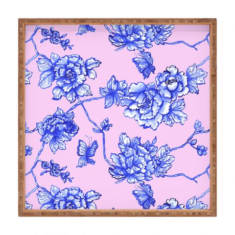 Jacqueline Maldonado Chinoserie Floral Blush Square Tray