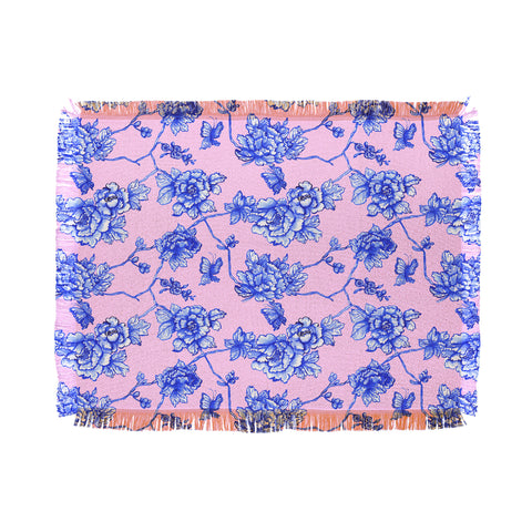 Jacqueline Maldonado Chinoserie Floral Blush Throw Blanket