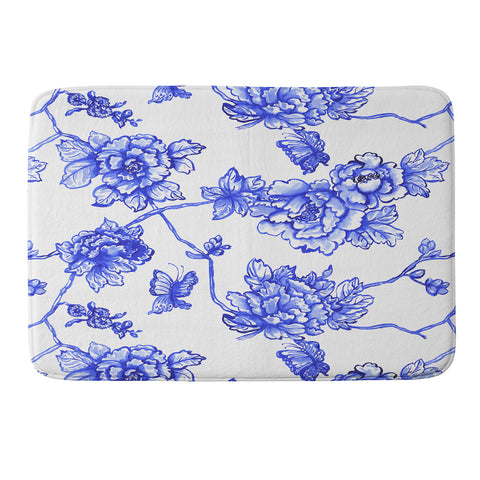 Jacqueline Maldonado Chinoserie Floral White Memory Foam Bath Mat