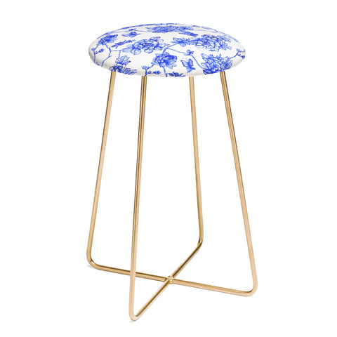 Jacqueline Maldonado Chinoserie Floral White Counter Stool