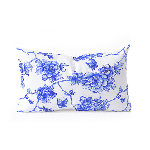 Jacqueline Maldonado Chinoserie Floral White Oblong Throw Pillow