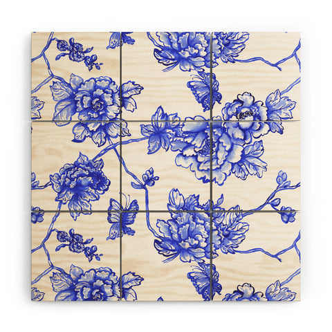 Jacqueline Maldonado Chinoserie Floral White Wood Wall Mural