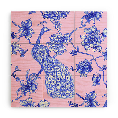 Jacqueline Maldonado Chinoserie Peacock Blush Wood Wall Mural