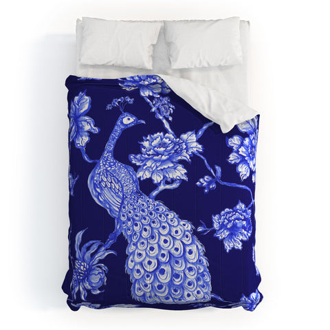 Jacqueline Maldonado Chinoserie Peacock Navy Comforter