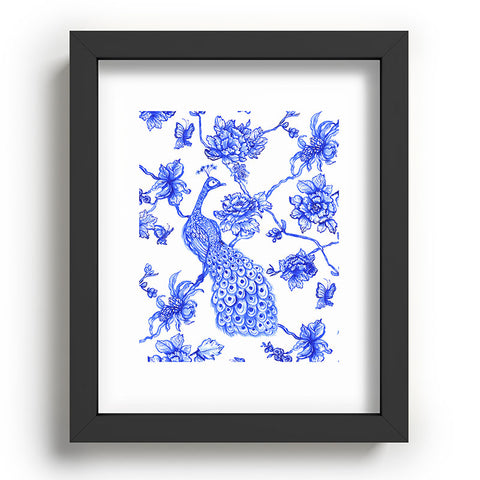 Jacqueline Maldonado Chinoserie Peacock White Recessed Framing Rectangle