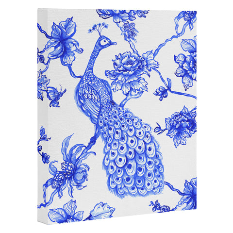 Jacqueline Maldonado Chinoserie Peacock White Art Canvas