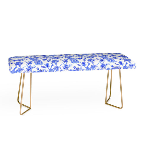 Jacqueline Maldonado Chinoserie Peacock White Bench
