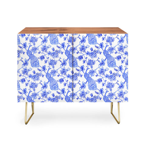 Jacqueline Maldonado Chinoserie Peacock White Credenza
