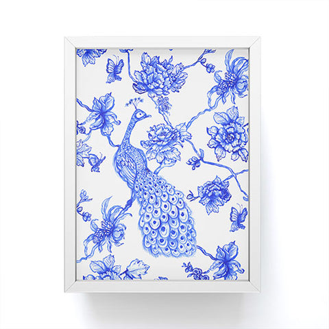Jacqueline Maldonado Chinoserie Peacock White Framed Mini Art Print