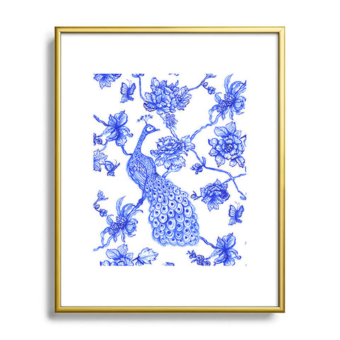 Jacqueline Maldonado Chinoserie Peacock White Metal Framed Art Print