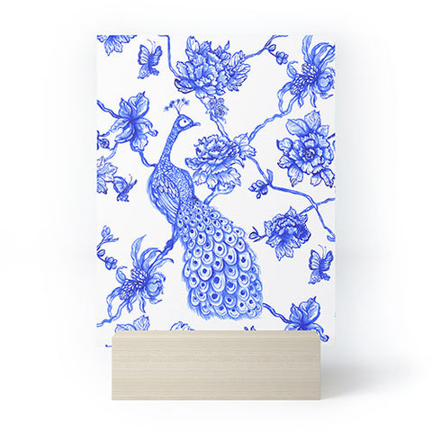 Jacqueline Maldonado Chinoserie Peacock White Mini Art Print