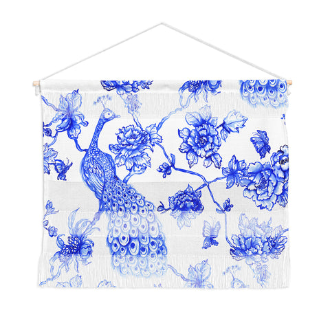 Jacqueline Maldonado Chinoserie Peacock White Wall Hanging Landscape