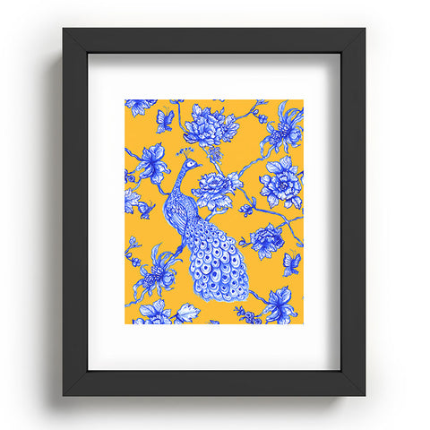 Jacqueline Maldonado Chinoserie Peacock Yellow Recessed Framing Rectangle