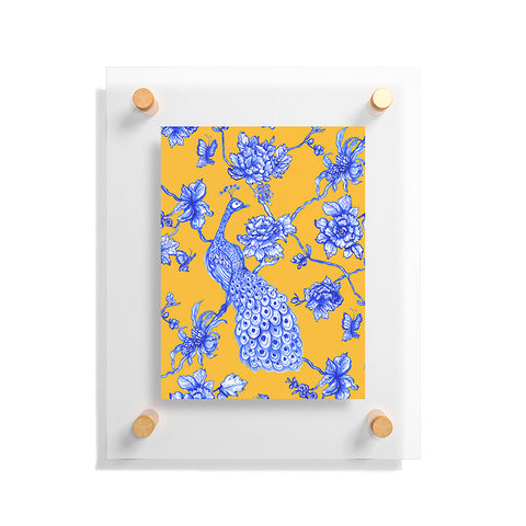 Jacqueline Maldonado Chinoserie Peacock Yellow Floating Acrylic Print
