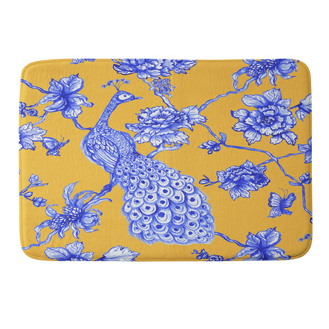 Jacqueline Maldonado Chinoserie Peacock Yellow Memory Foam Bath Mat