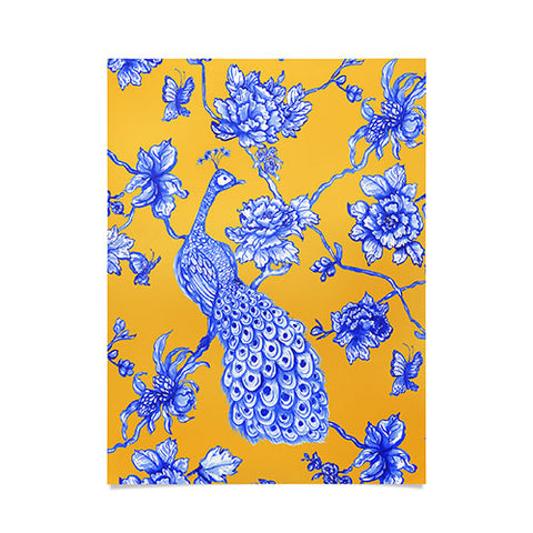 Jacqueline Maldonado Chinoserie Peacock Yellow Poster