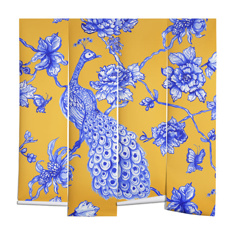 Jacqueline Maldonado Chinoserie Peacock Yellow Wall Mural