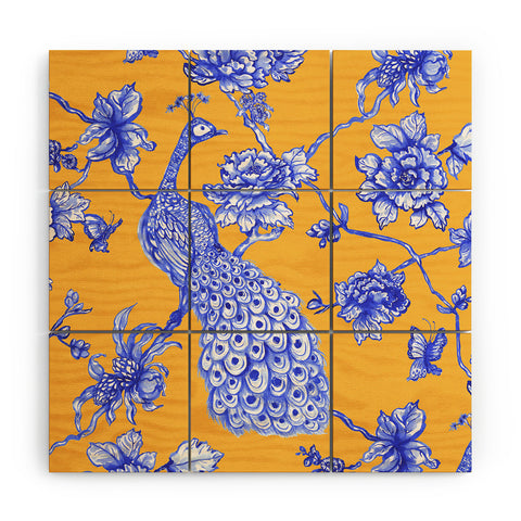 Jacqueline Maldonado Chinoserie Peacock Yellow Wood Wall Mural