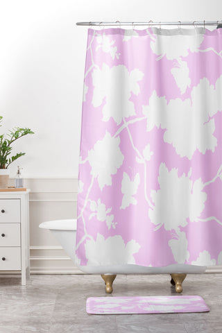 Jacqueline Maldonado Chinoserie Silhouette Blush Shower Curtain And Mat