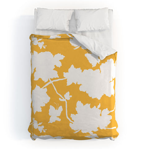 Jacqueline Maldonado Chinoserie Silhouette Yellow Duvet Cover