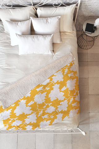 Jacqueline Maldonado Chinoserie Silhouette Yellow Fleece Throw Blanket