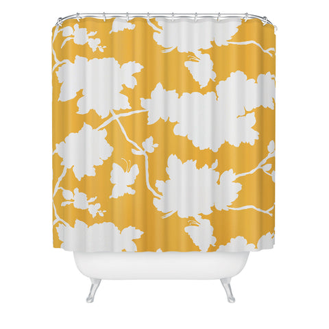 Jacqueline Maldonado Chinoserie Silhouette Yellow Shower Curtain