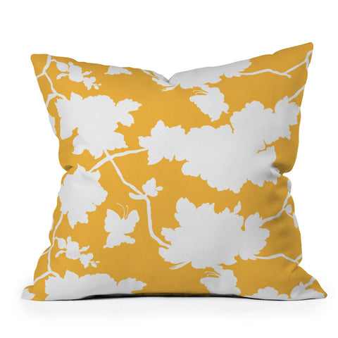 Jacqueline Maldonado Chinoserie Silhouette Yellow Throw Pillow