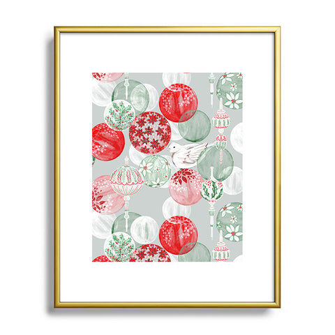 Jacqueline Maldonado Christmas Dove Ornaments Metal Framed Art Print