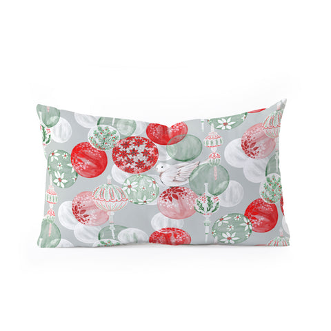 Jacqueline Maldonado Christmas Dove Ornaments Oblong Throw Pillow
