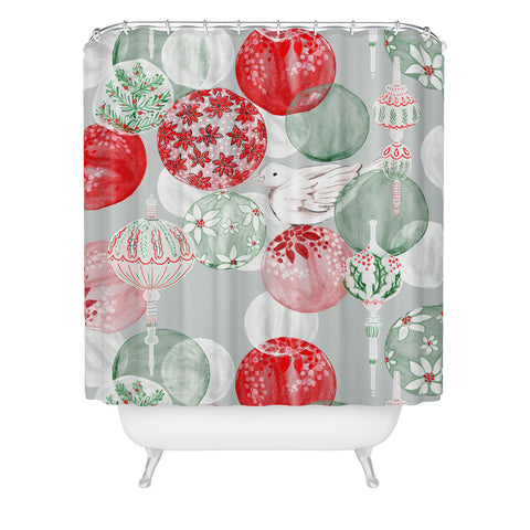 Jacqueline Maldonado Christmas Dove Ornaments Shower Curtain