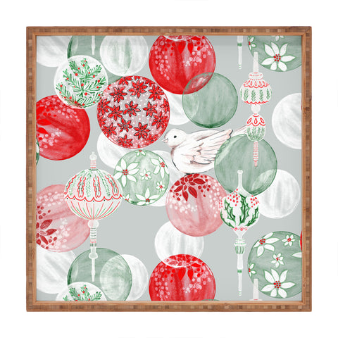 Jacqueline Maldonado Christmas Dove Ornaments Square Tray