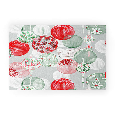 Jacqueline Maldonado Christmas Dove Ornaments Welcome Mat