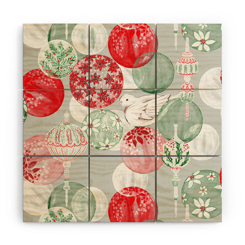 Jacqueline Maldonado Christmas Dove Ornaments Wood Wall Mural