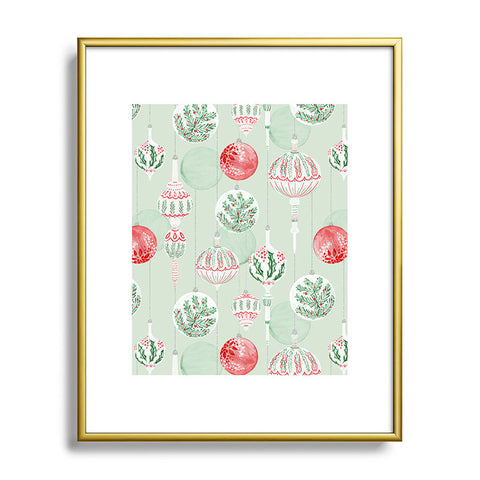 Jacqueline Maldonado Christmas Ornaments Green Metal Framed Art Print