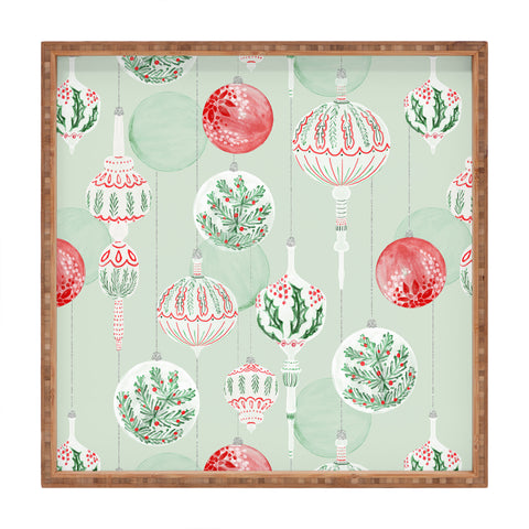Jacqueline Maldonado Christmas Ornaments Green Square Tray