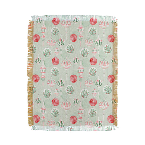 Jacqueline Maldonado Christmas Ornaments Green Throw Blanket