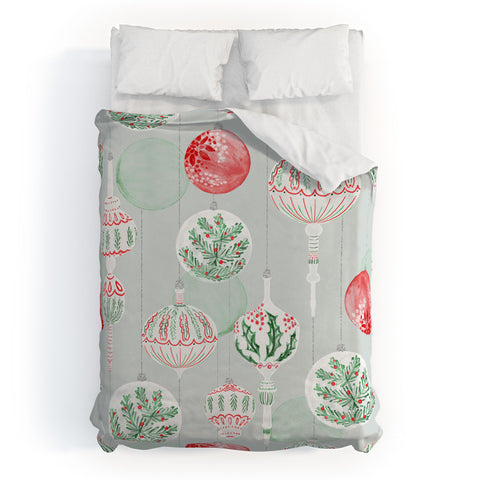 Jacqueline Maldonado Christmas Ornaments Grey Duvet Cover