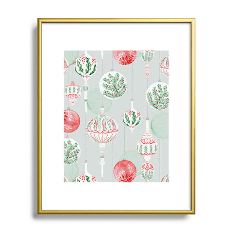 Jacqueline Maldonado Christmas Ornaments Grey Metal Framed Art Print