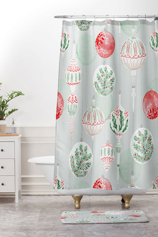Jacqueline Maldonado Christmas Ornaments Grey Shower Curtain And Mat