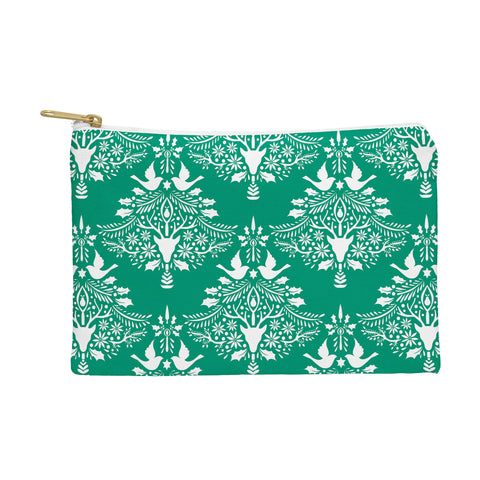 Jacqueline Maldonado Christmas Paper Cutting Green Pouch