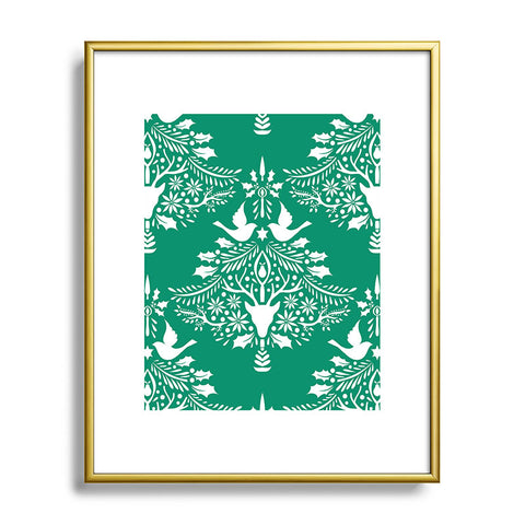 Jacqueline Maldonado Christmas Paper Cutting Green Metal Framed Art Print