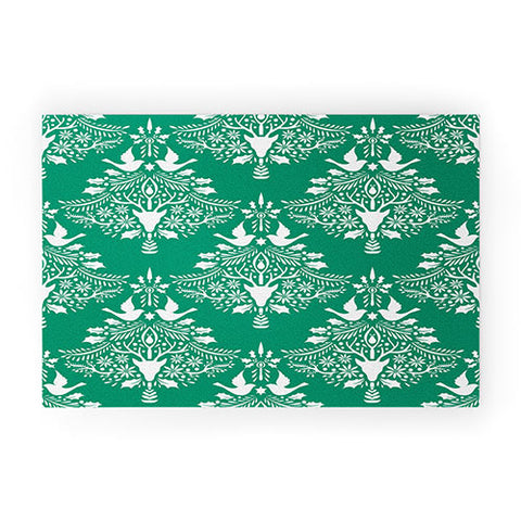 Jacqueline Maldonado Christmas Paper Cutting Green Welcome Mat