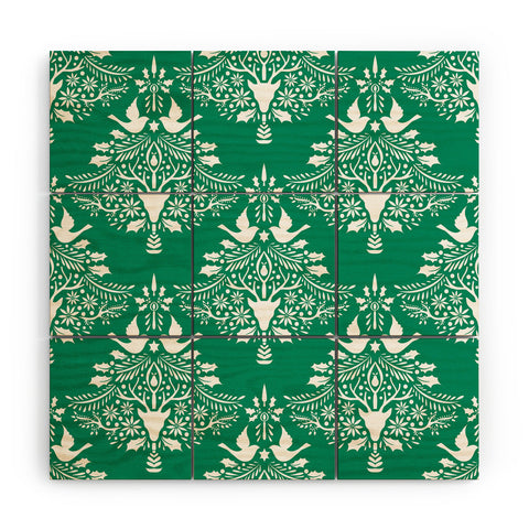 Jacqueline Maldonado Christmas Paper Cutting Green Wood Wall Mural