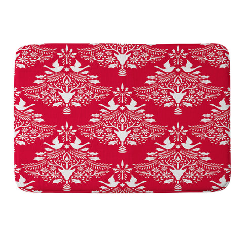 Jacqueline Maldonado Christmas Paper Cutting Red Memory Foam Bath Mat