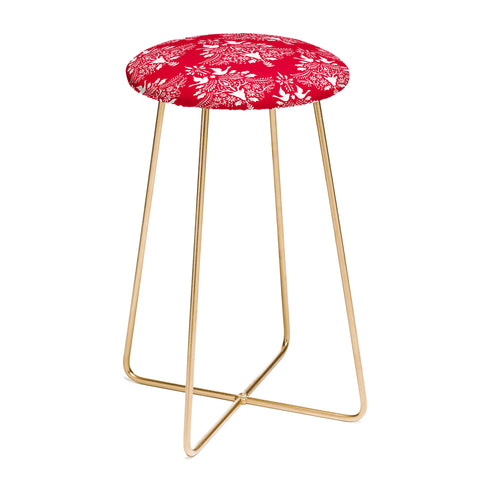 Jacqueline Maldonado Christmas Paper Cutting Red Counter Stool