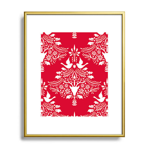 Jacqueline Maldonado Christmas Paper Cutting Red Metal Framed Art Print