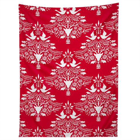 Jacqueline Maldonado Christmas Paper Cutting Red Tapestry