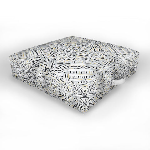 Jacqueline Maldonado Clandestine Black White Gold Outdoor Floor Cushion