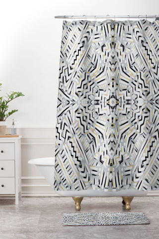 Jacqueline Maldonado Clandestine Black White Gold Shower Curtain And Mat