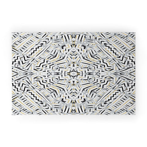 Jacqueline Maldonado Clandestine Black White Gold Welcome Mat